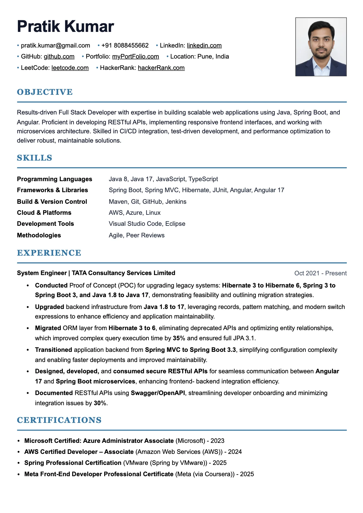 Deloitte Resume Template