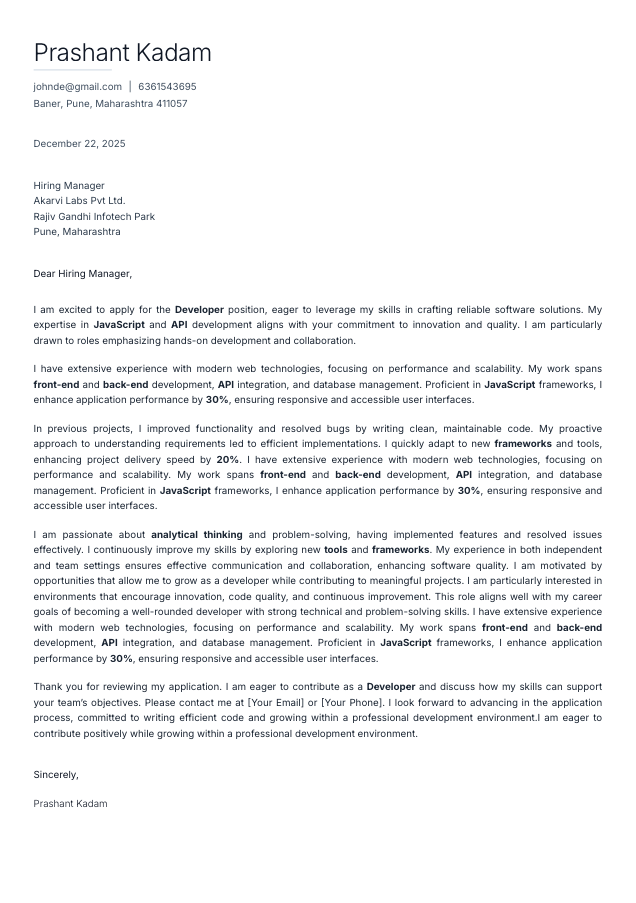 Minimal Clean Cover Letter Template